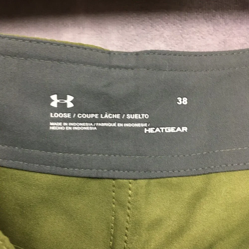 Under Armour Mens Swim Trunks‎ Shorts size 38 Green Camo Lace Up Zipper Pocket